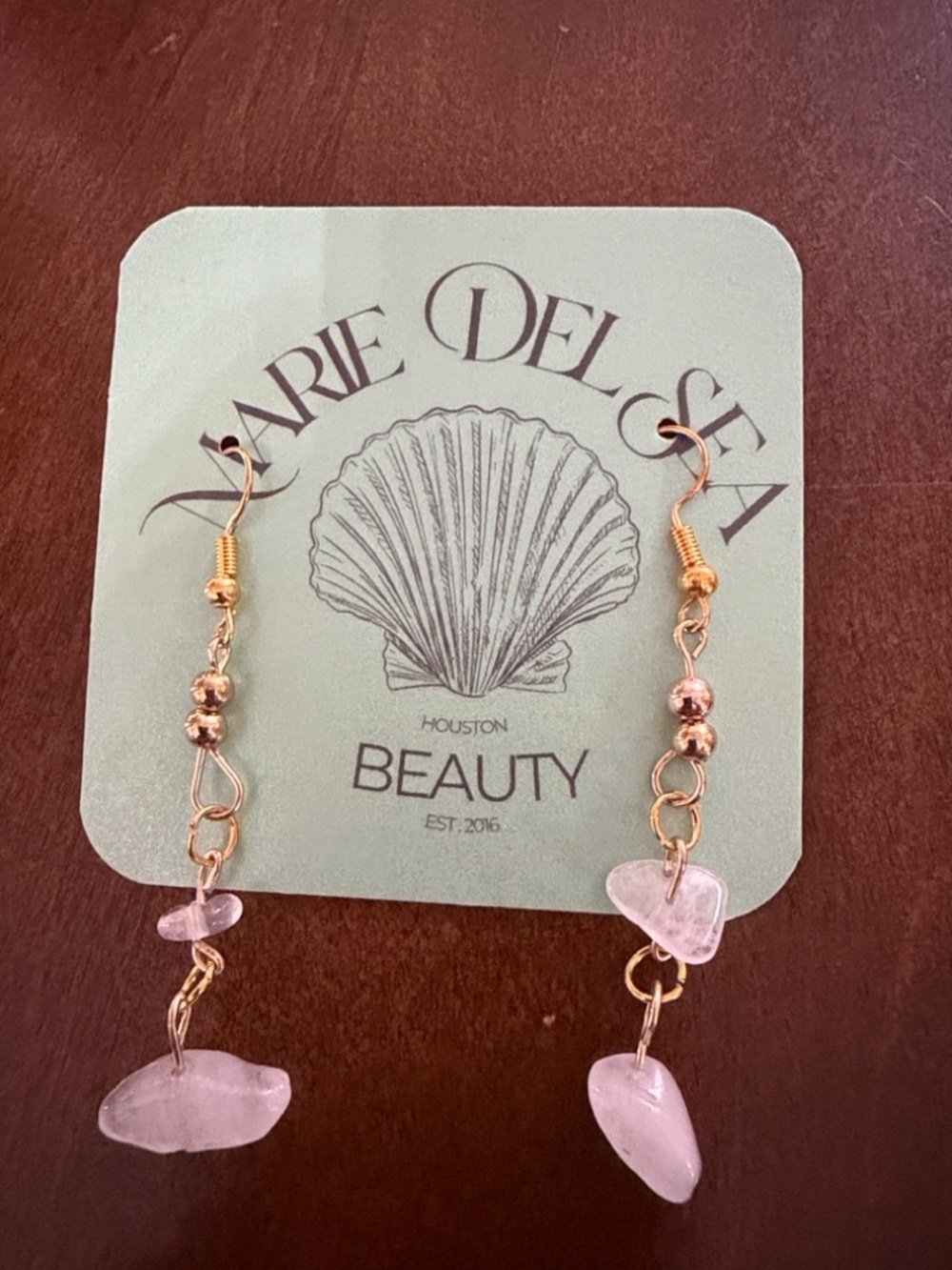 Pink Rose Gold Dangle Earrings